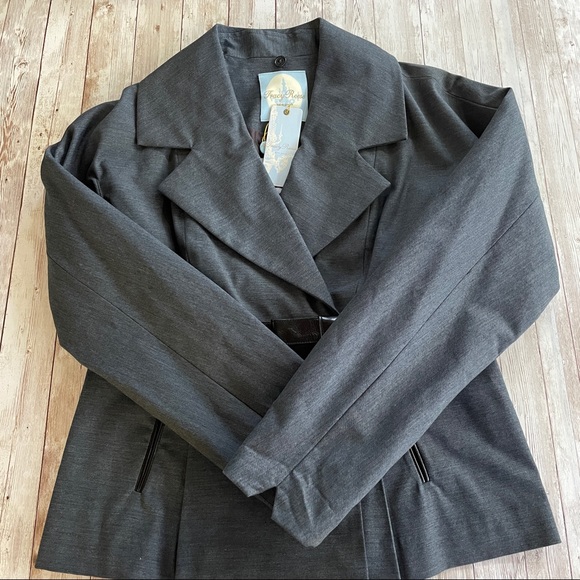 Tracy Reese Detachable Leather Collar Suit Jacket - Picture 7 of 11